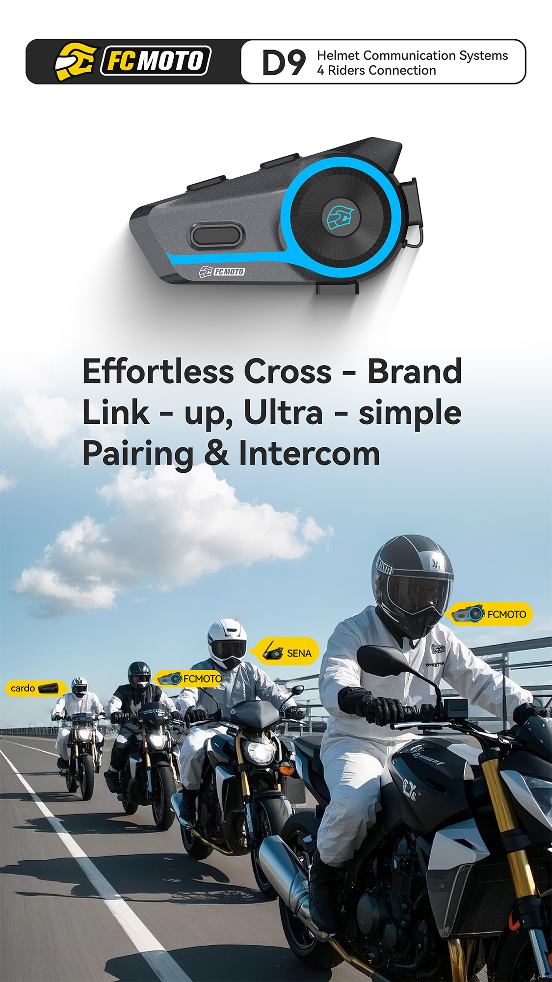 ASMAX D9 FC-Moto Edition Система связи Bluetooth Single Set