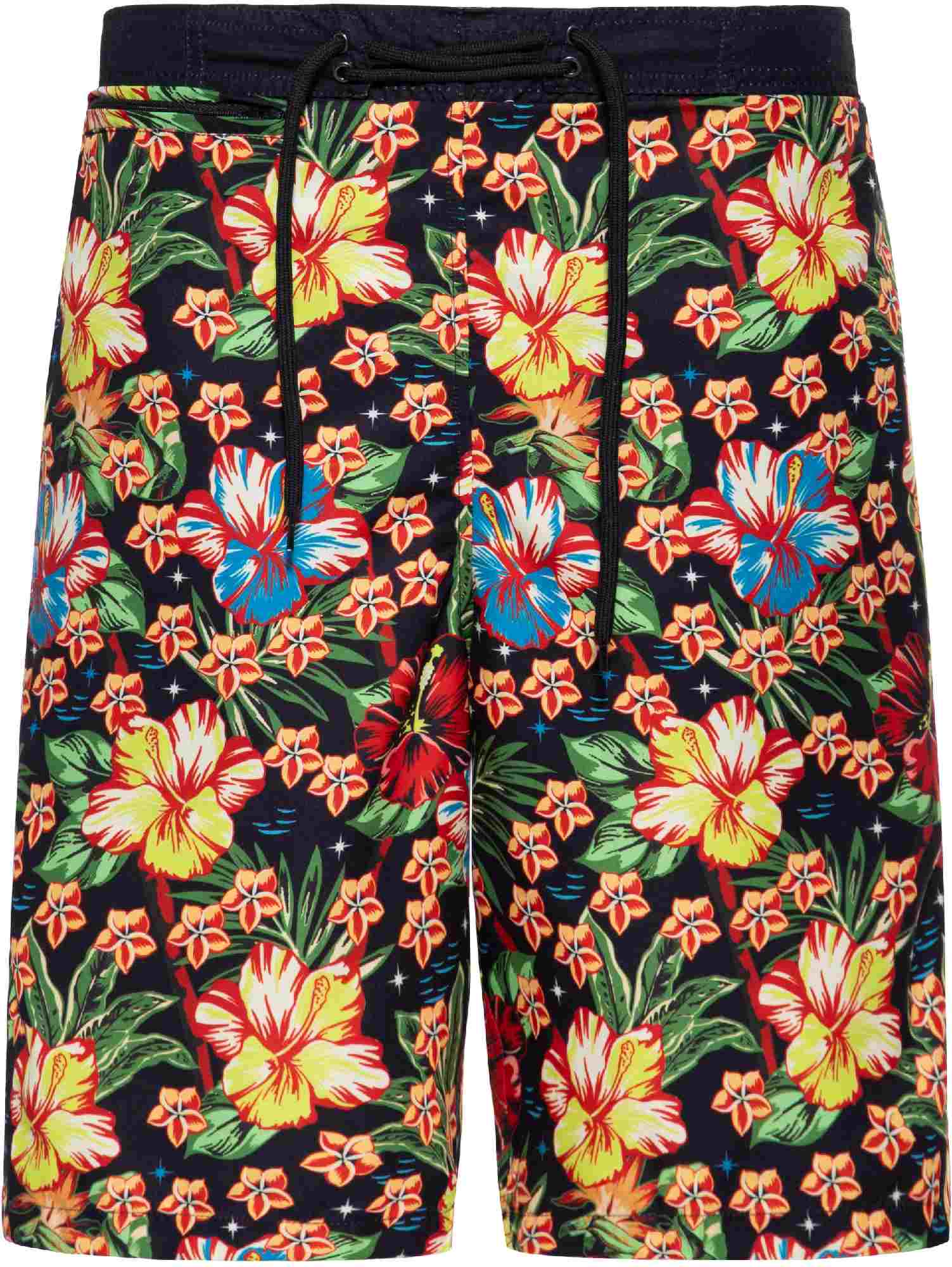 King Kerosin Hula Girl Short de bain, noir-multicolore, taille L pour Hommes