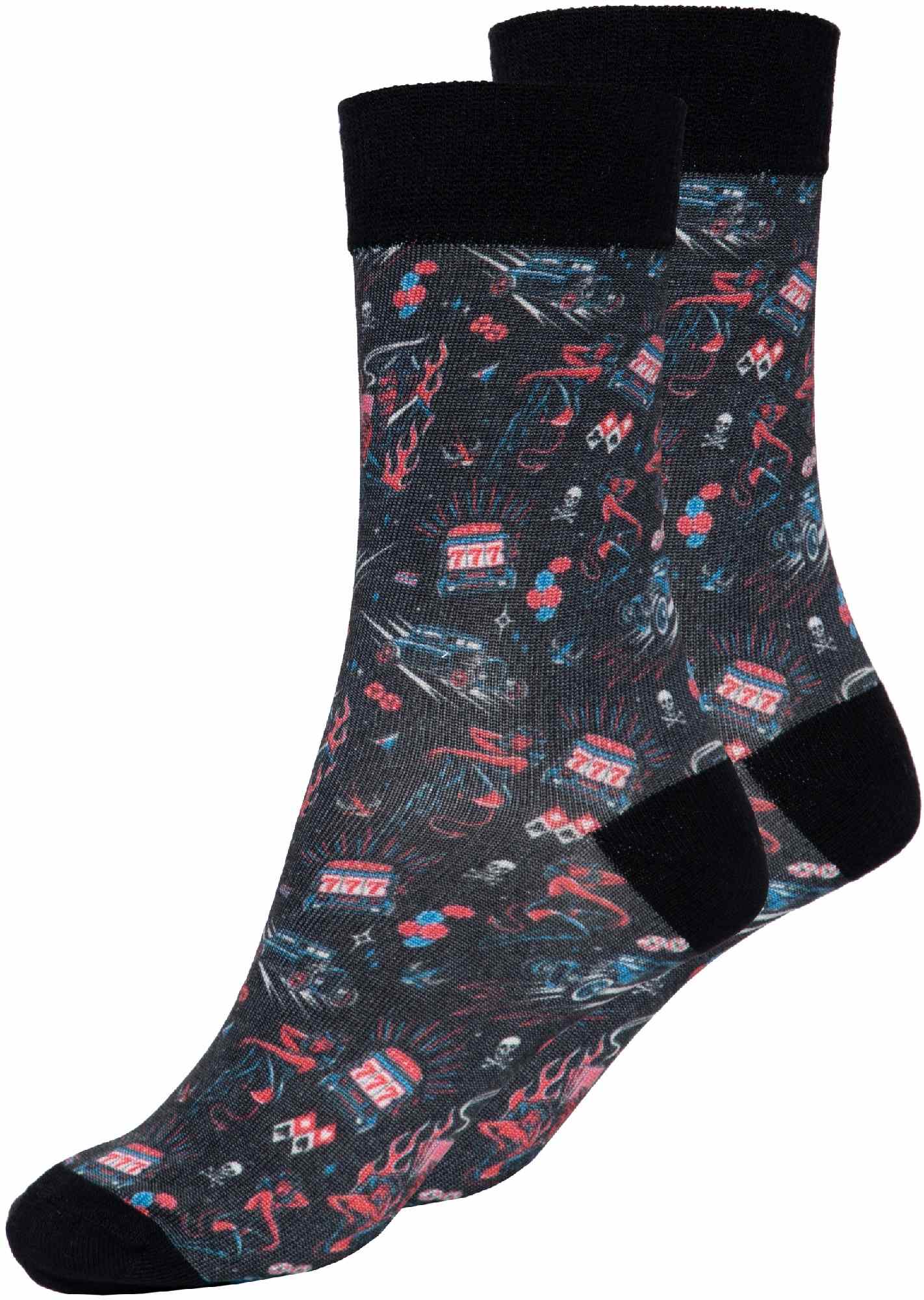 King Kerosin Rockabilly Devil Chaussettes, noir-rouge, taille 43 46 pour Hommes