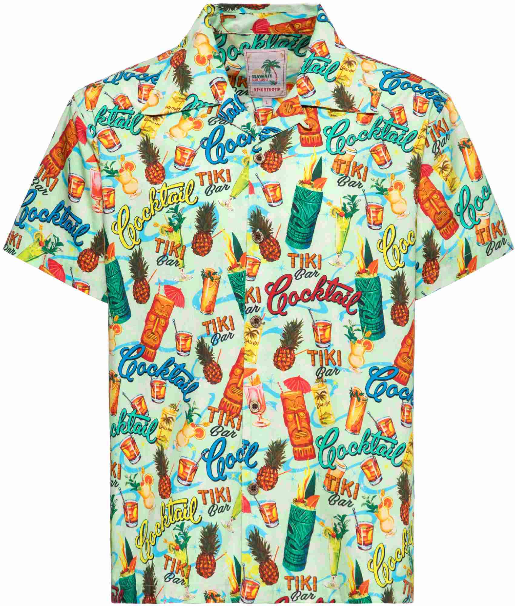 King Kerosin Tiki Cocktails Chemise à manches courtes, multicolore, taille 5XL pour Hommes