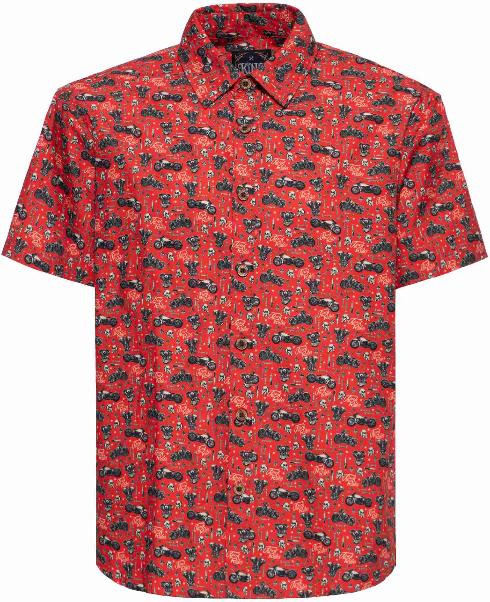 King Kerosin Biker Soul Chemise à manches courtes, rouge, taille 2XL pour Hommes