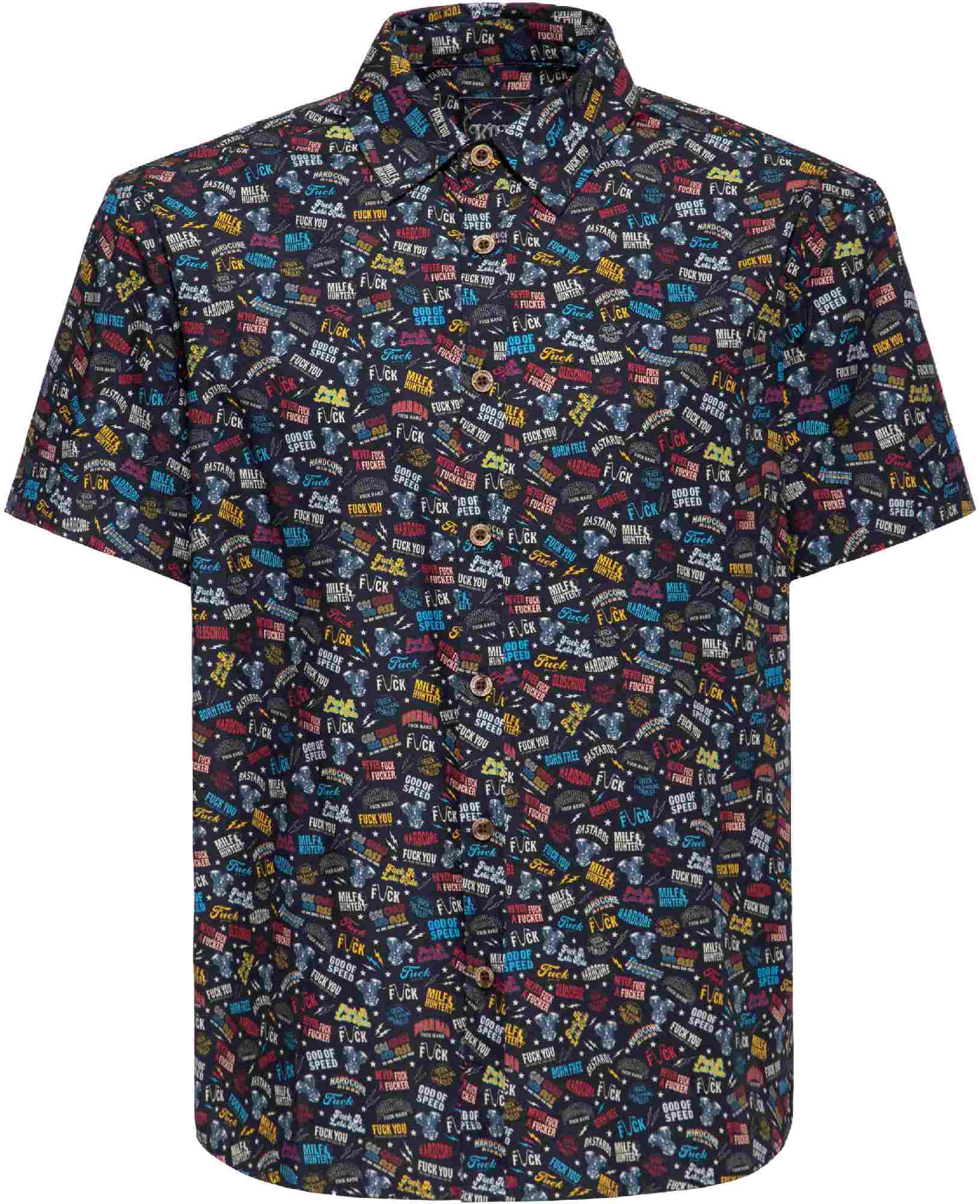 King Kerosin Printed Rebellion Chemise à manches courtes, taille M pour Hommes