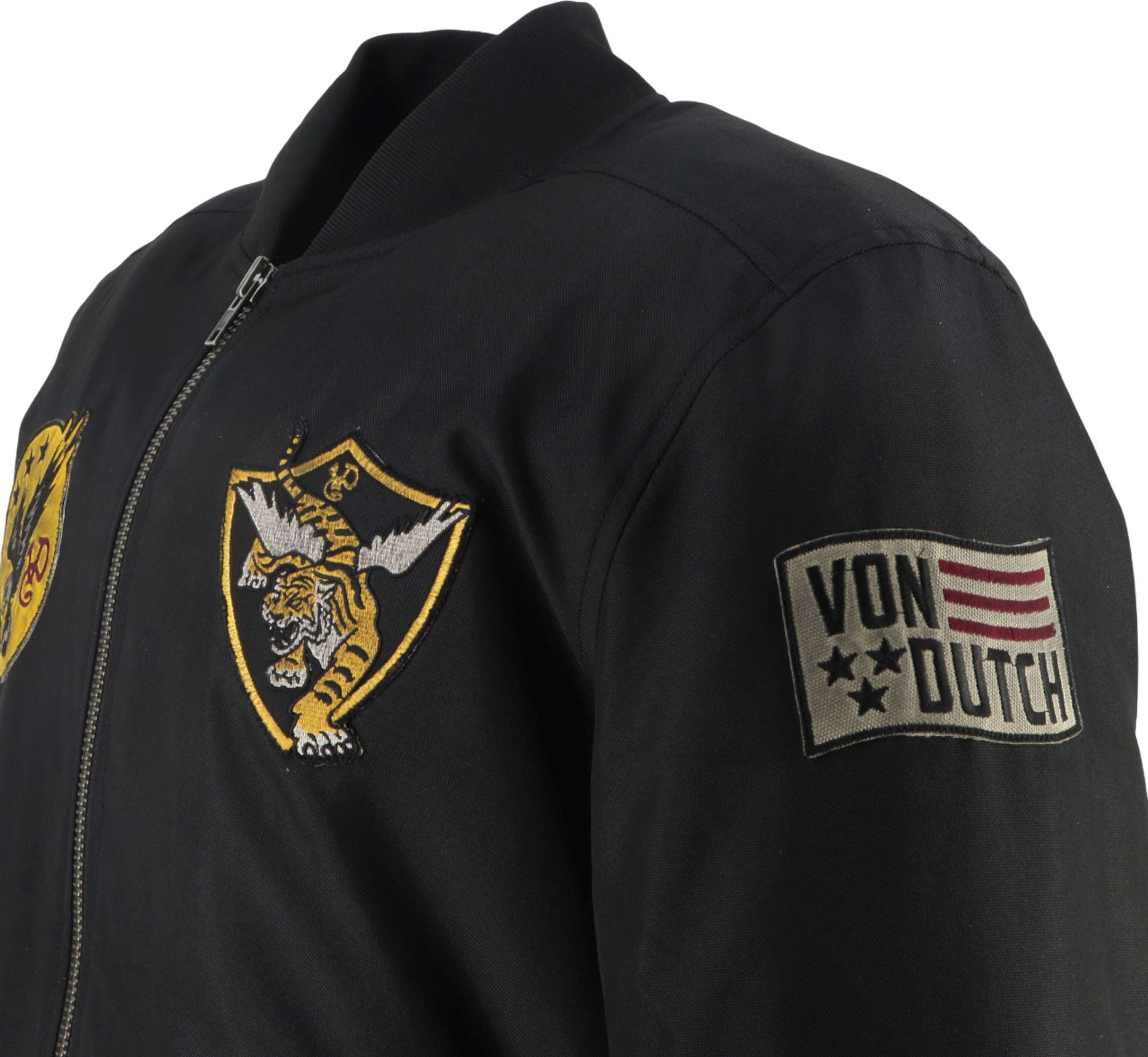 Side view of Von Dutch X Helstons Fight Motorcycle Textile Jacket, black, Size 2XL for Men