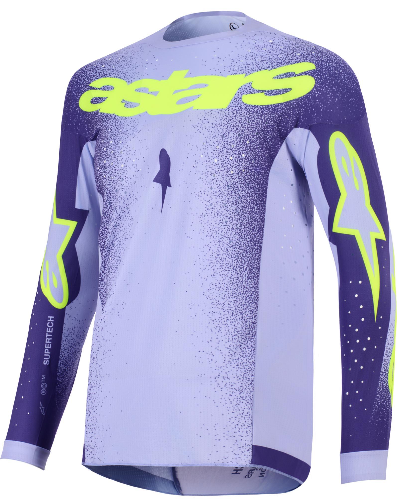 Alpinestars Men's Purple Yellow Supertech Scenz Motocross Jersey, Purple-Yellow, For Large