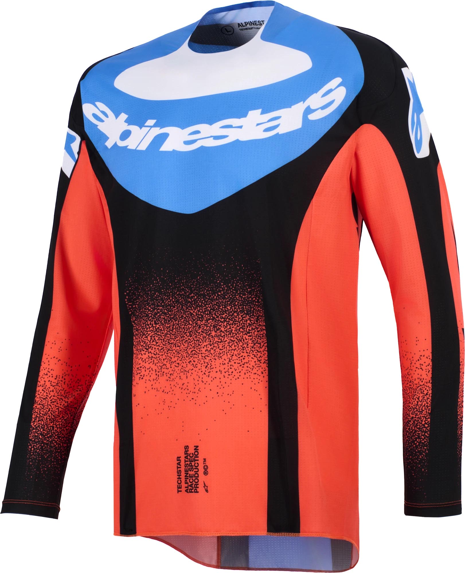 Alpinestars Men's Black Orange Techstar Knif Motocross Jersey, Black-Orange, Size Xl For