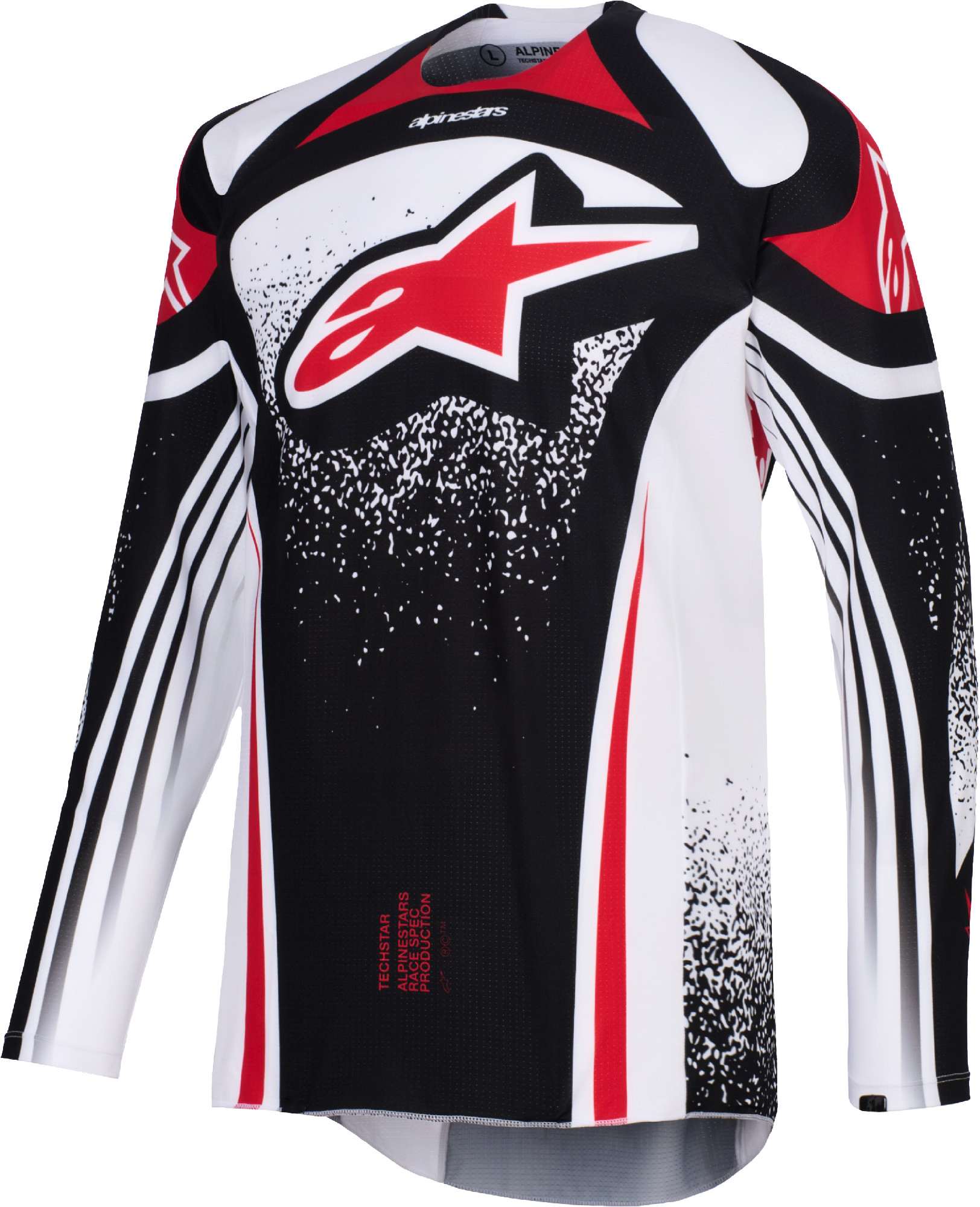 Alpinestars Men's Black White Red Techstar Nomur Motocross Jersey, Black-White-Red, Size 2XL For