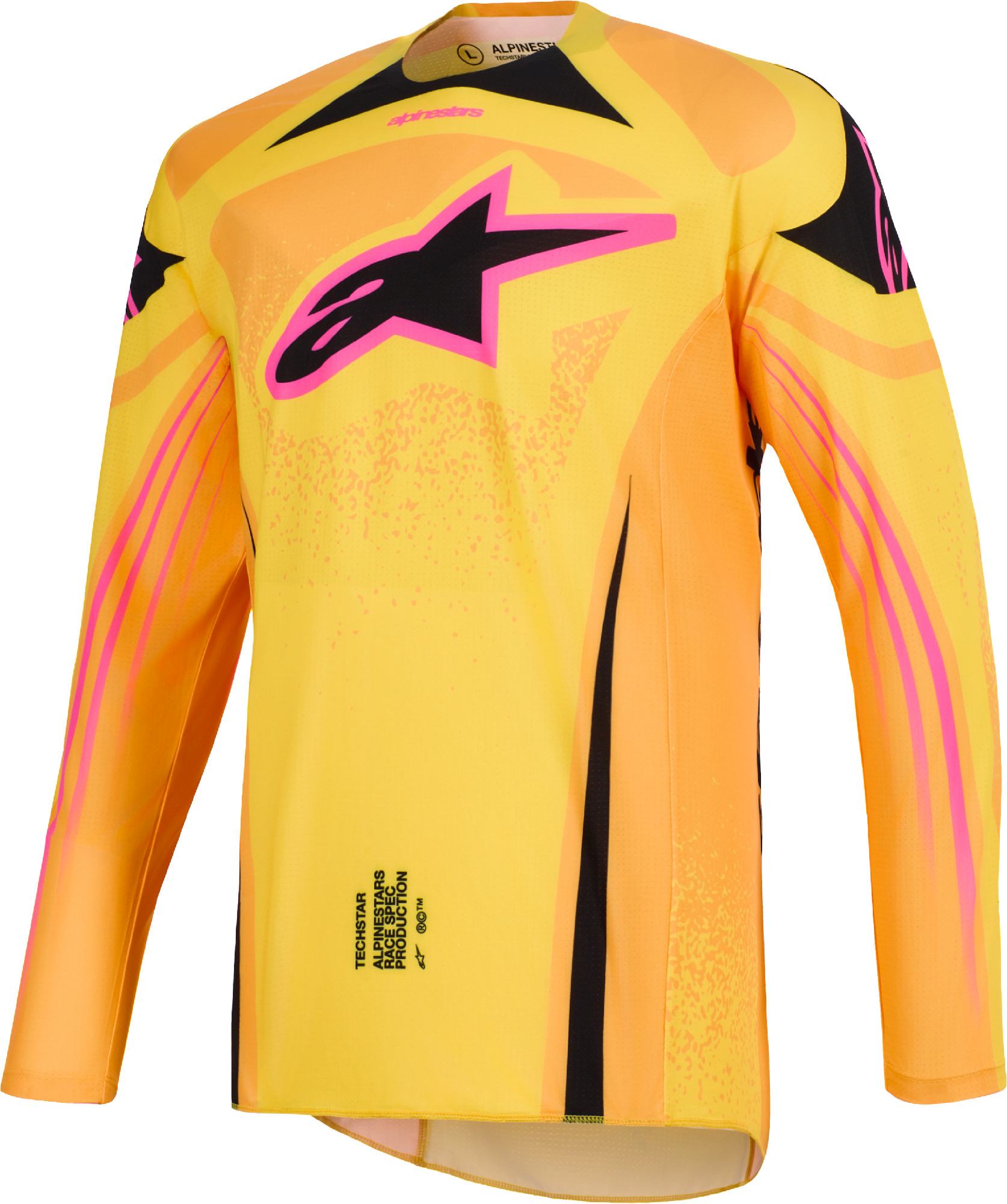 Alpinestars Men's Yellow Orange Techstar Nomur Motocross Jersey, Yellow-Orange, Size M For