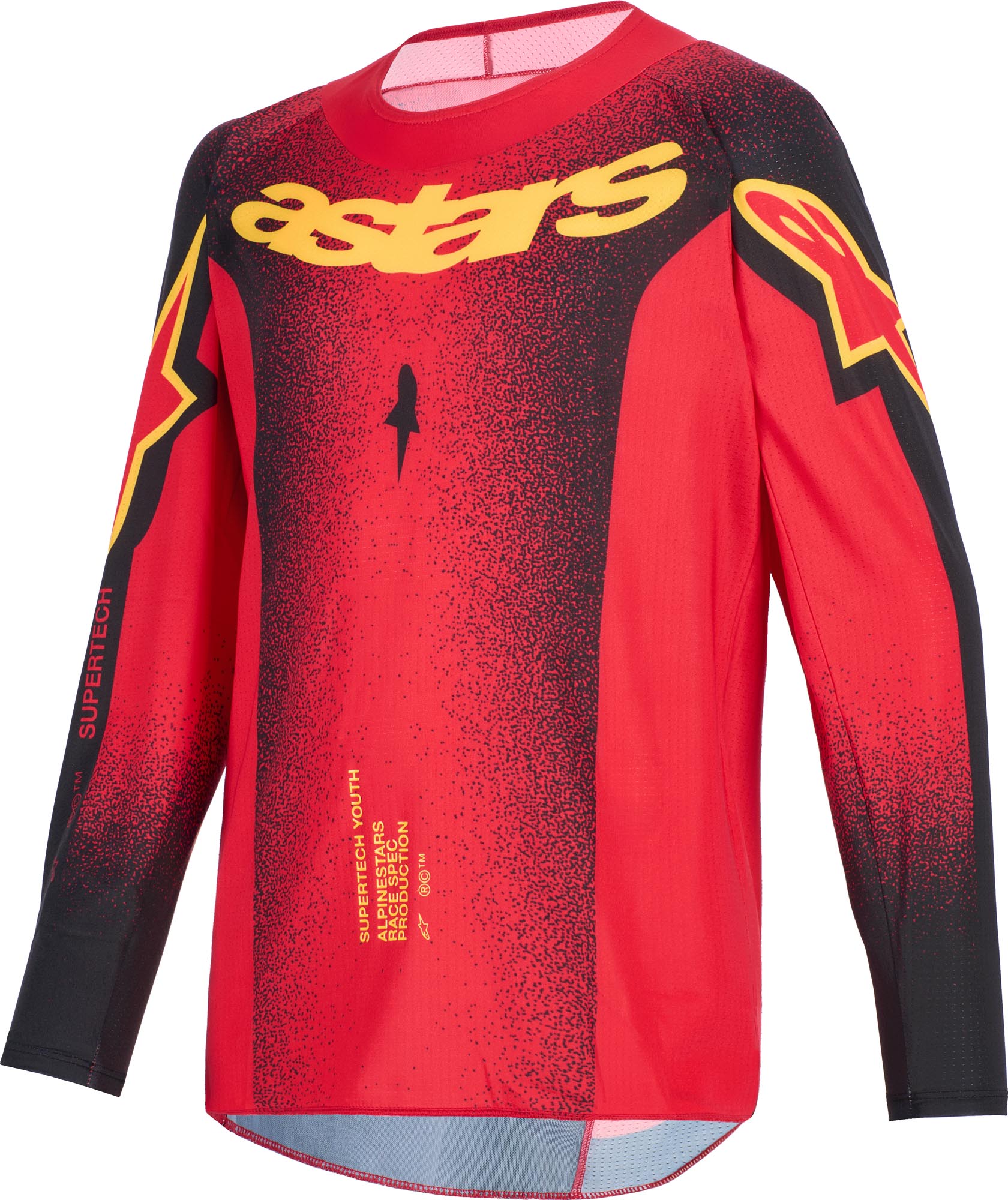 Alpinestars Unisex Black Red Yellow Supertech Scenz Youth Motocross Jersey, Black-Red-Yellow, Size Xl