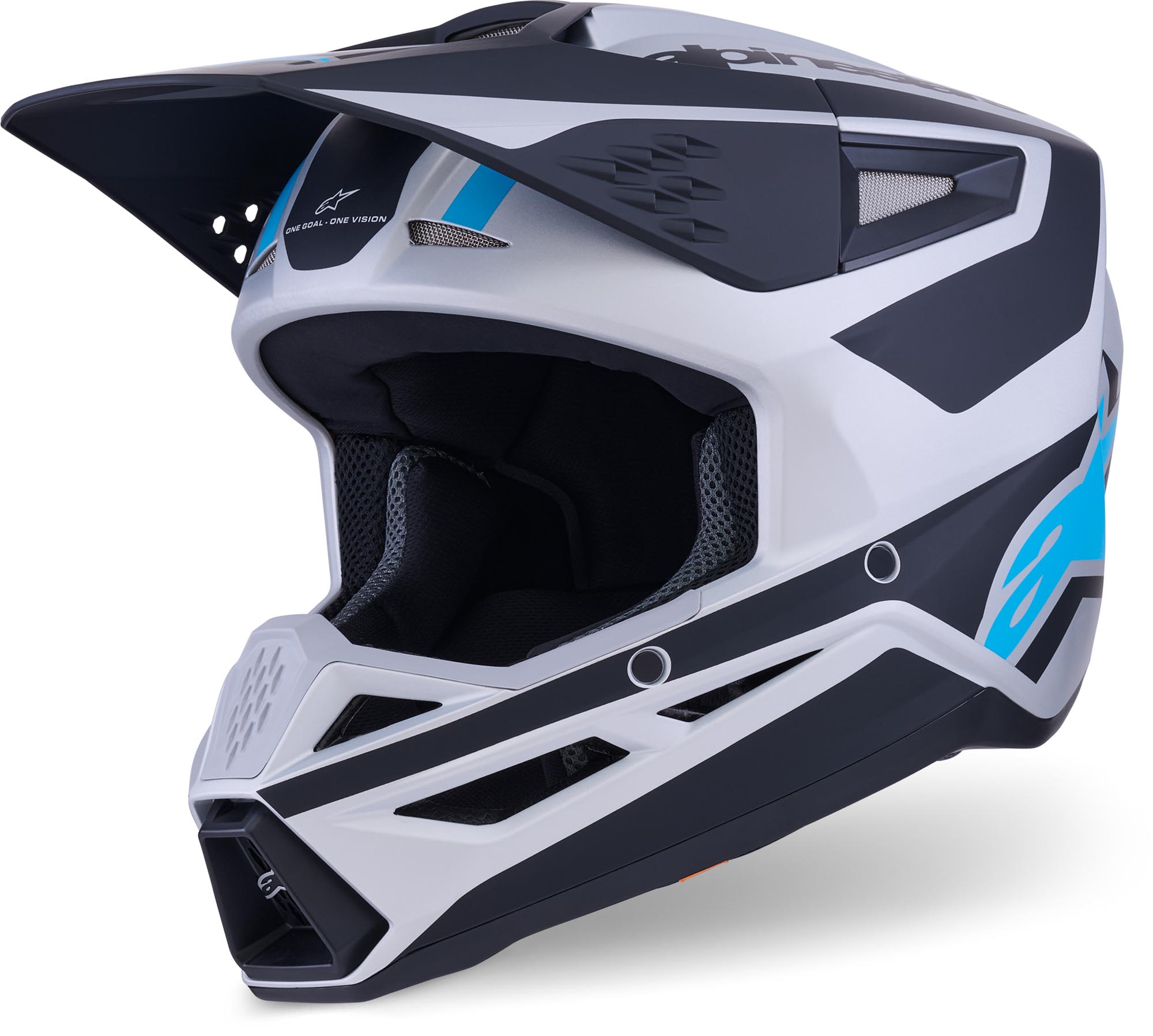 Alpinestars Men's Black Silver S-M3 Heat Motocross Helmet, Black-Silver, Size Xl For