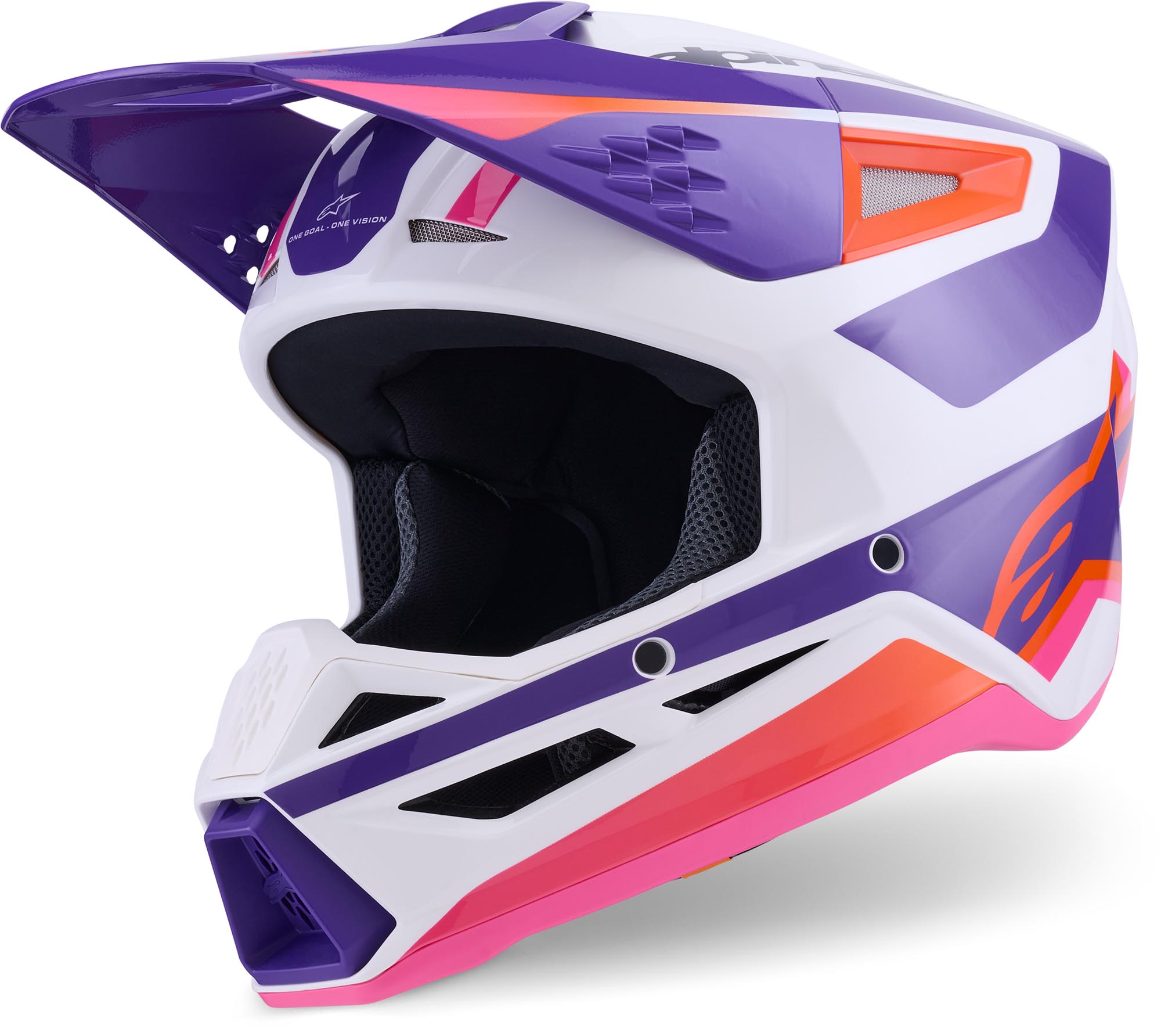 Alpinestars Men's White Purple S-M3 Heat Motocross Helmet, White-Purple, Size 2XL For