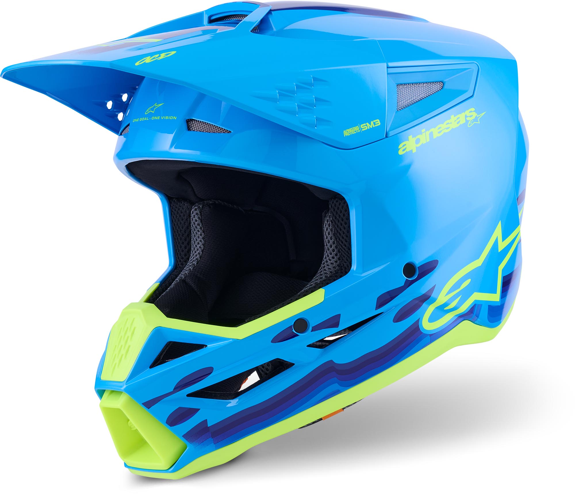 Alpinestars S-M3 Force Motocross Helmet, Blue-Yellow, Size Xs For Men