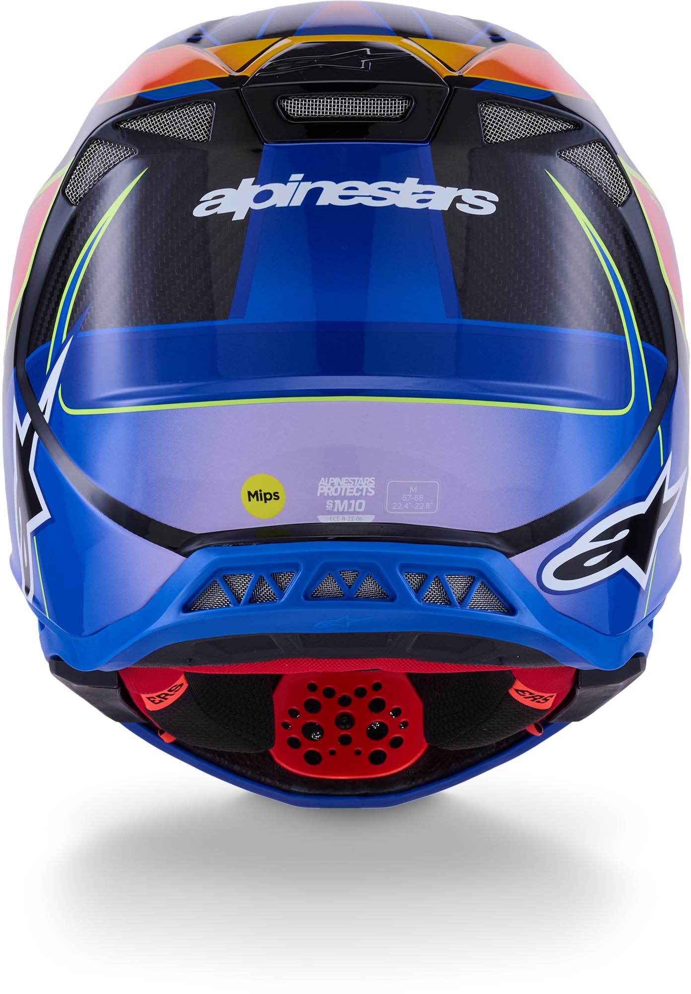 Side view of Alpinestars Supertech S-M10 Era 2025 Motocross Helmet, red-blue, Size M for Men