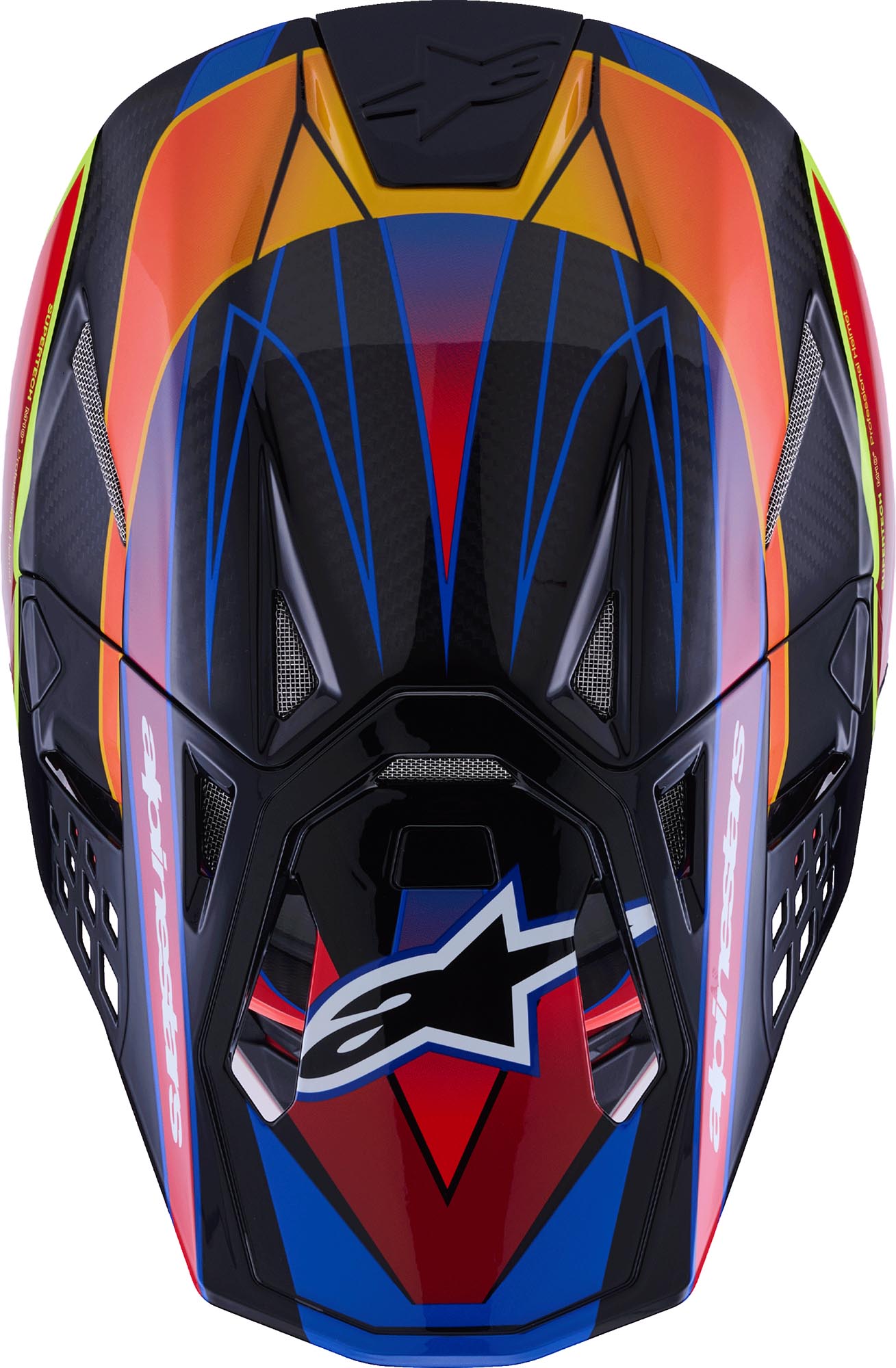 Side view of Alpinestars Supertech S-M10 Era 2025 Motocross Helmet, red-blue, Size M for Men