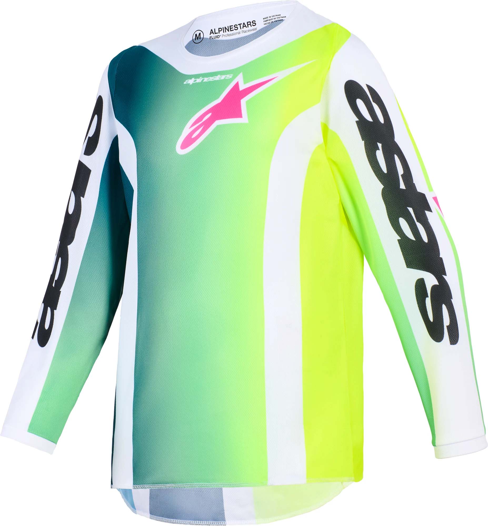 Alpinestars Unisex Black White Green Fluid Portl Youth Motocross Jersey, Black-White-Green, Size L