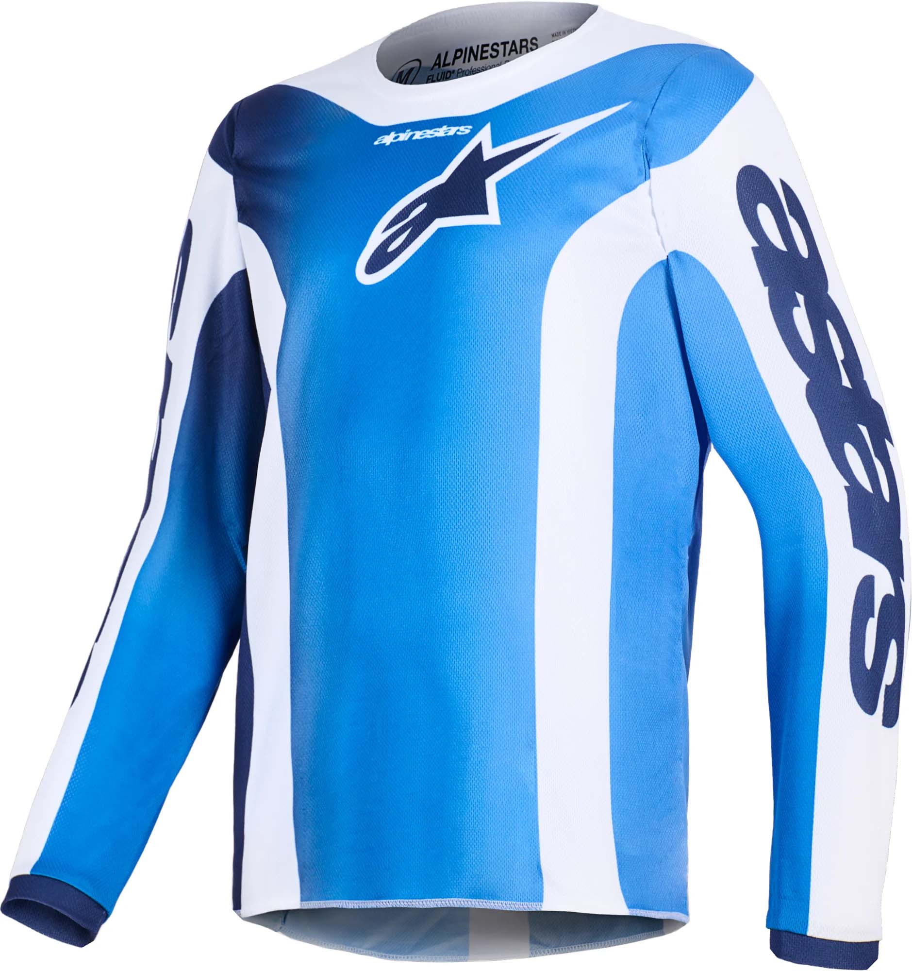 Alpinestars Unisex White Blue Fluid Portl Youth Motocross Jersey, White-Blue, Size L