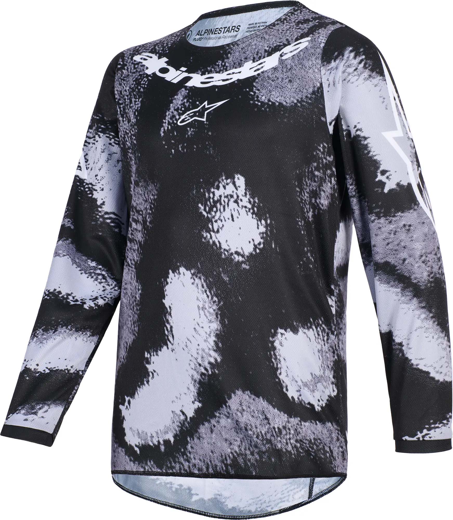 Alpinestars Unisex Black White Fluid Lahnd Youth Motocross Jersey, Black-White, Size Xl