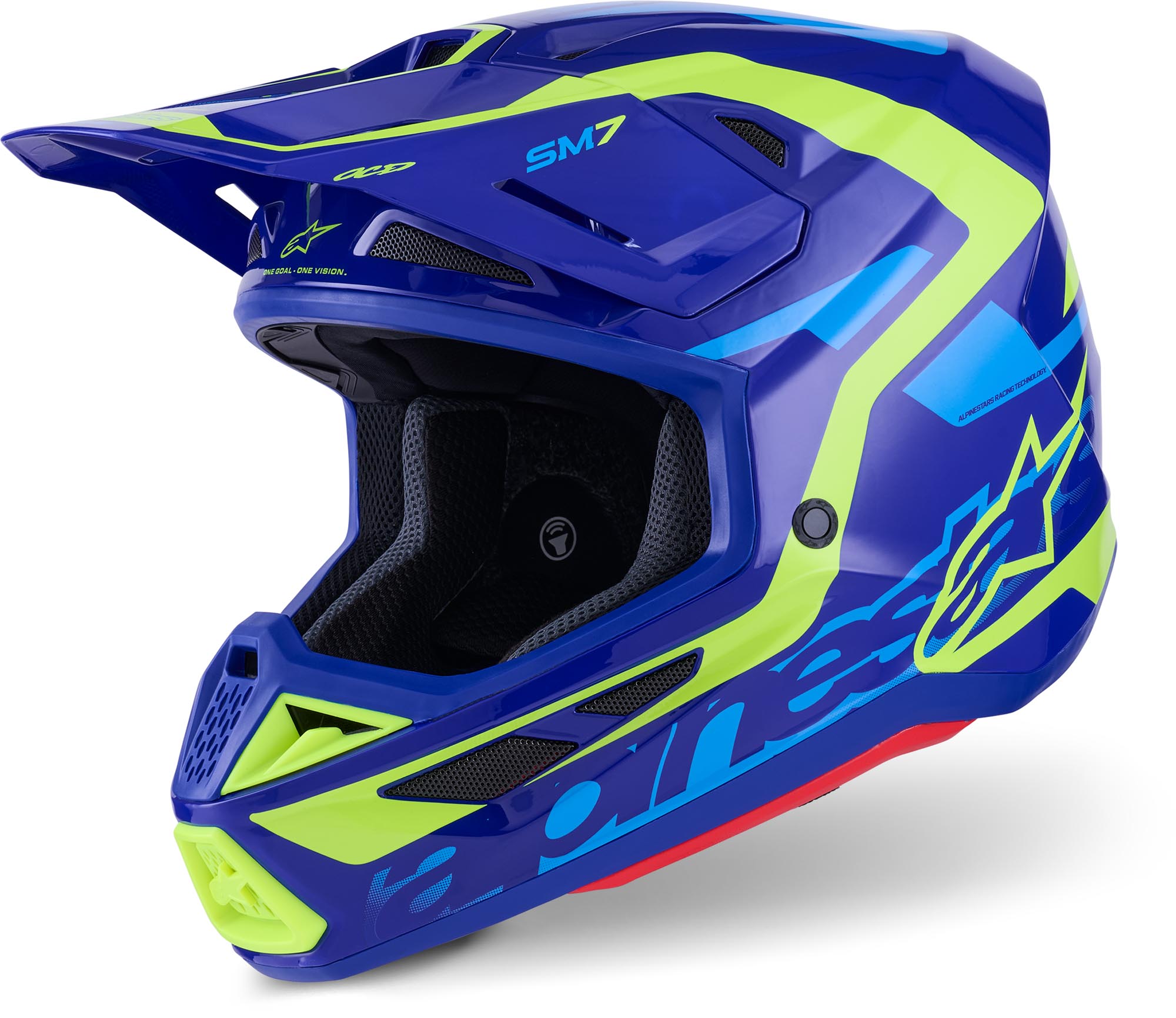 Alpinestars Men's Blue Yellow S-M7 Deed Motocross Helmet, Blue-Yellow, Size Xs For