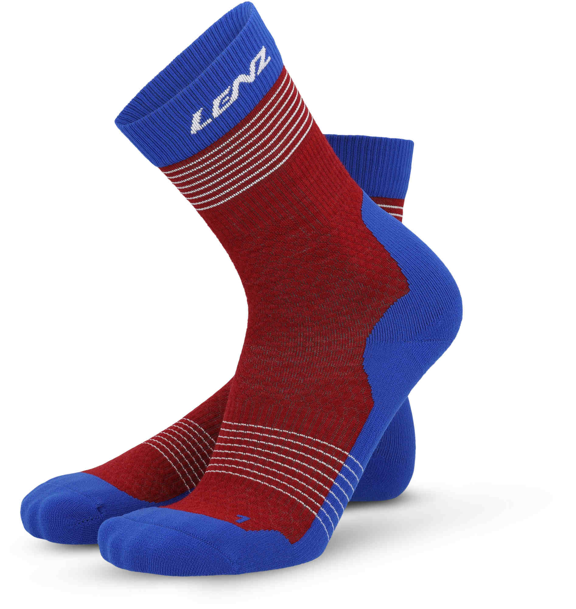 Lenz Think About Merino Nordic 2.0 Chaussettes, rouge-bleu, taille 42 - 44 pour Hommes