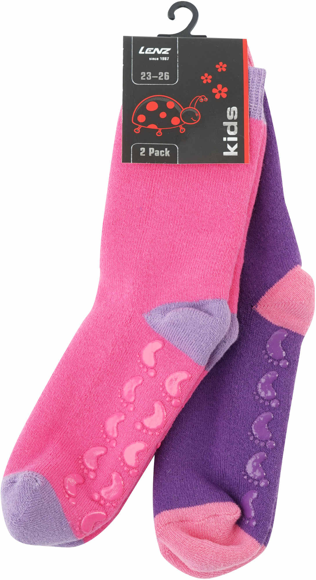 Lenz Rubber Print Chaussettes pour enfants - Paquet de 2, rose-pourpre, taille 24 - 26 pour Des gamins