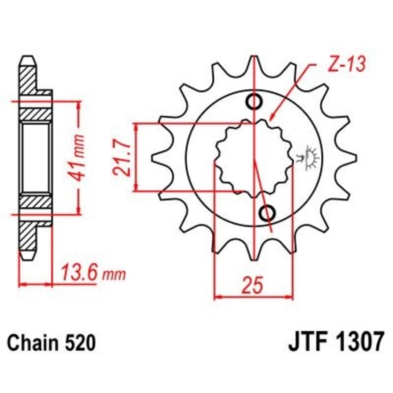 JT SPROCKETS Pignon acier anti-bruit 1307 - 520