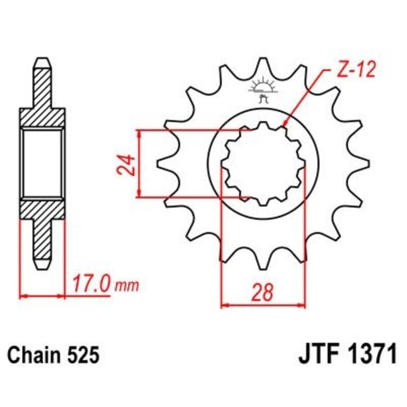 JT SPROCKETS Pignon acier anti-bruit 1371 - 525