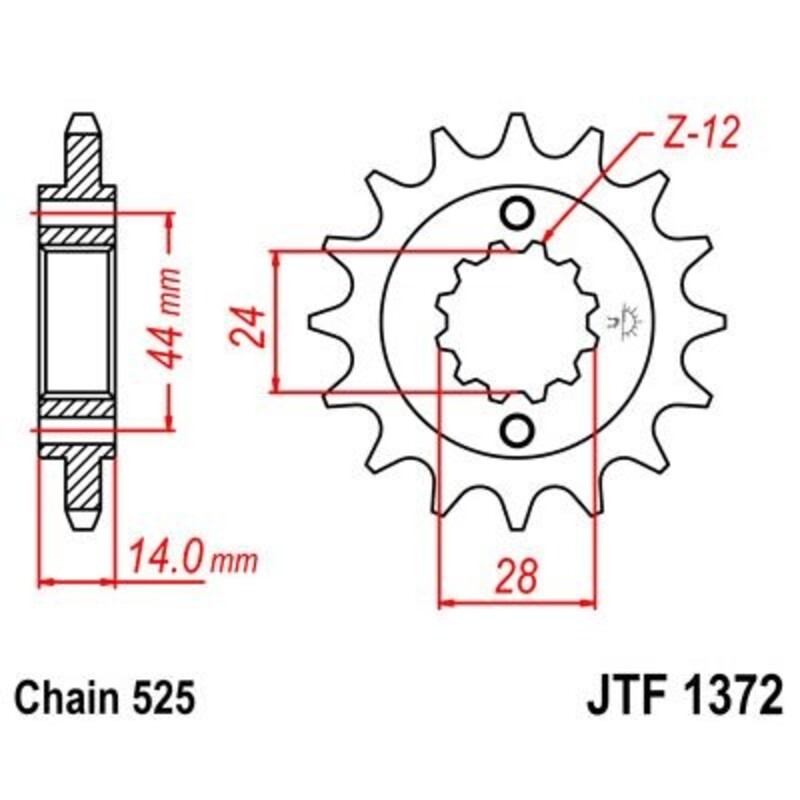 JT SPROCKETS Pignon acier anti-bruit 1372 - 525
