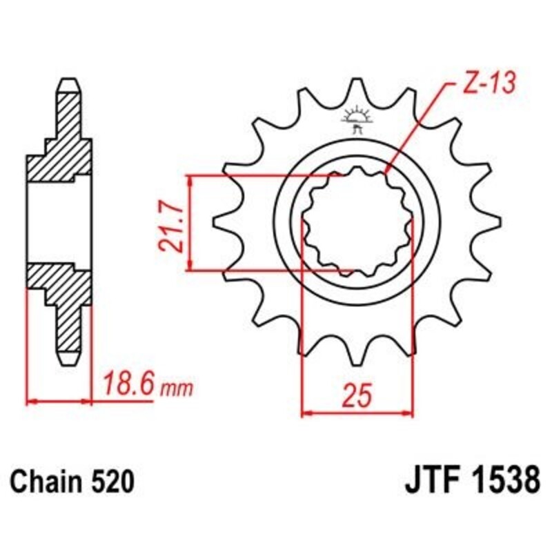 JT SPROCKETS Pignon acier anti-bruit 1538 - 520