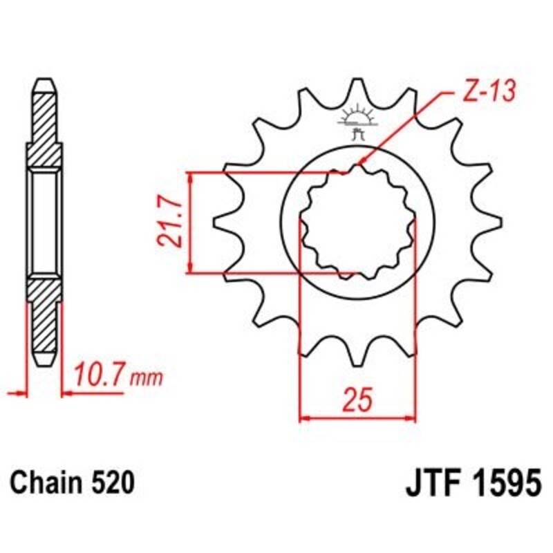 JT SPROCKETS Pignon acier anti-bruit 1595 - 520