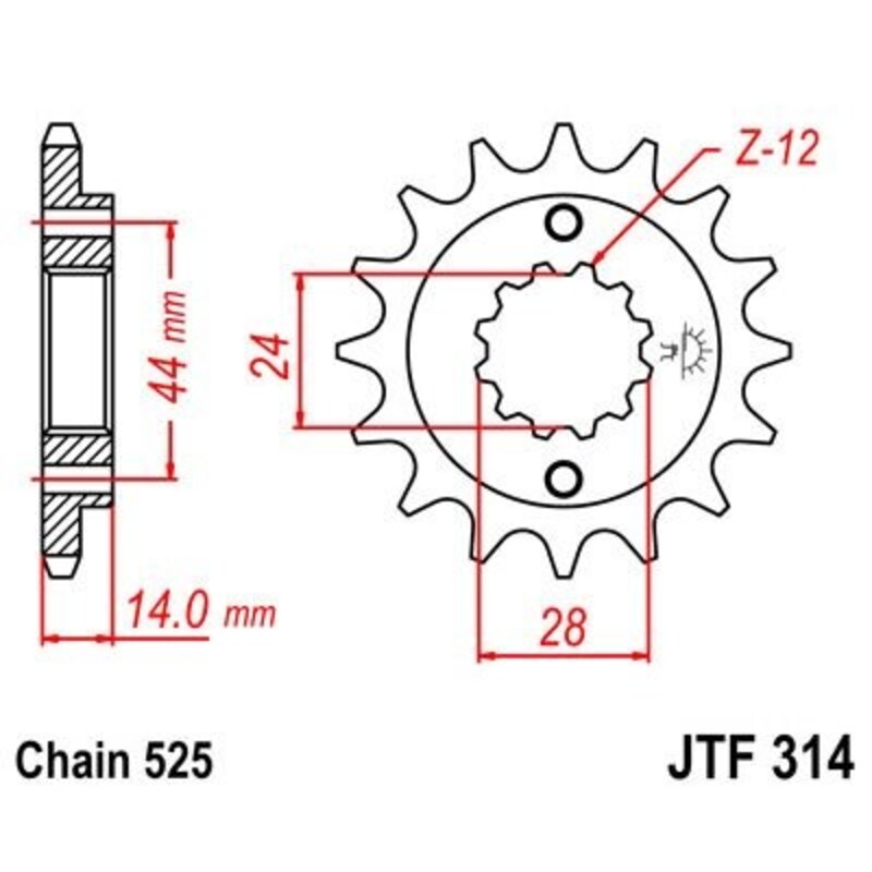 JT SPROCKETS Pignon acier anti-bruit 314 - 525