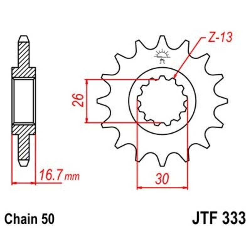 JT SPROCKETS Pignon acier anti-bruit 333 - 530