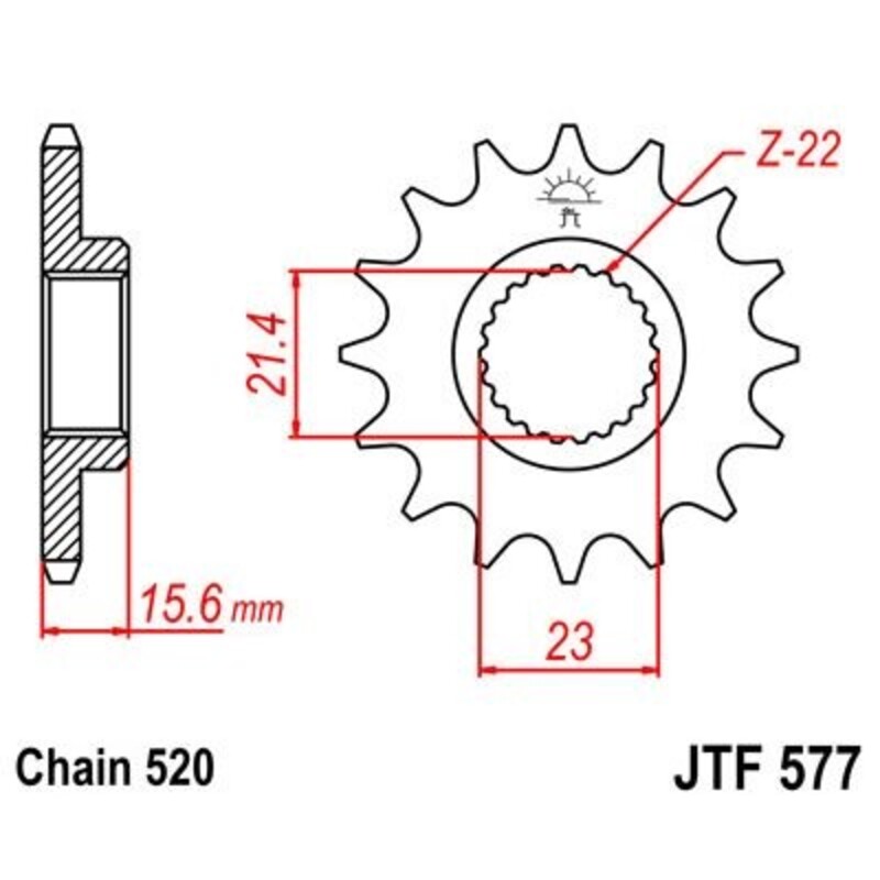JT SPROCKETS Pignon acier anti-bruit 577 - 520