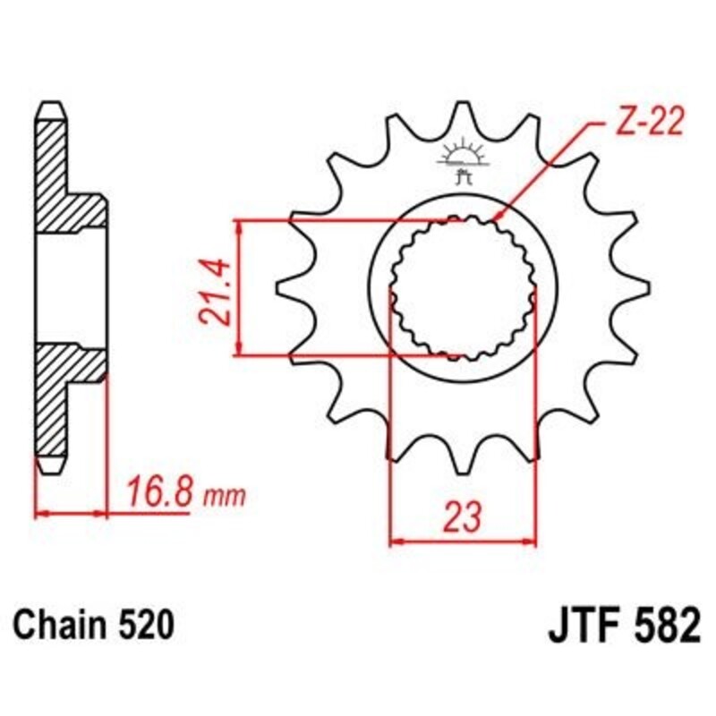 JT SPROCKETS Pignon acier anti-bruit 582 - 520