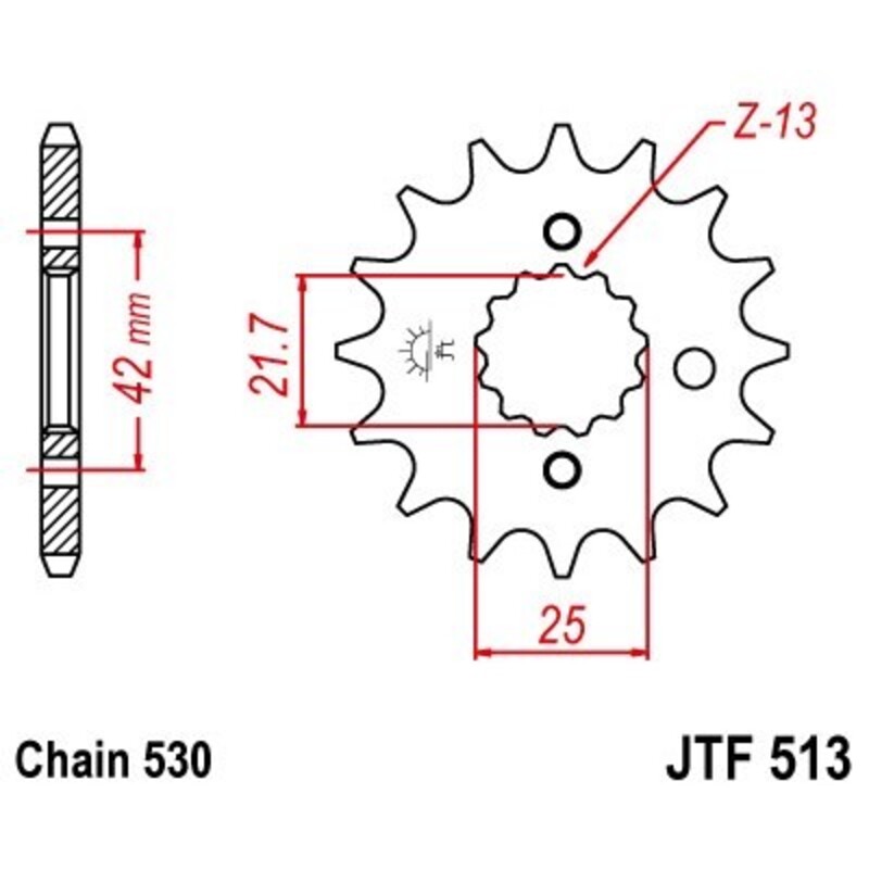 JT SPROCKETS Pignon acier anti-bruit 513 - 530