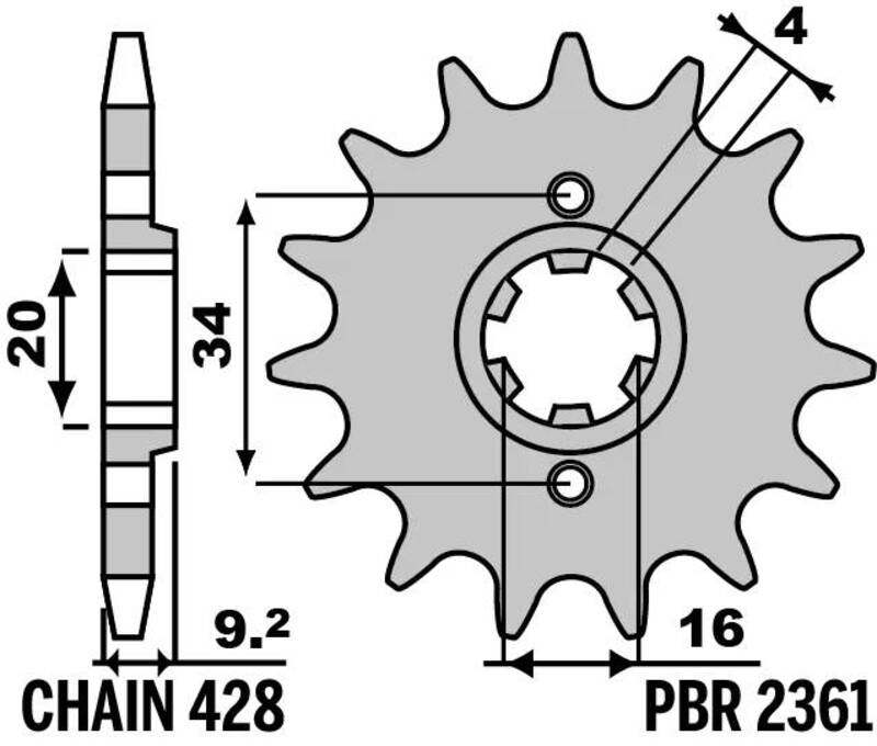 PBR Pignon acier standard - 428