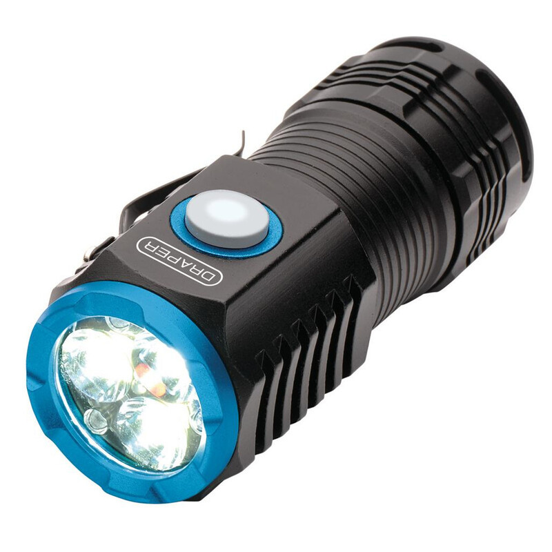 Rechargeable Spotlight Torch 3W Li-ion 200 Lumen Brightness Green Draper 66012 5010559660124