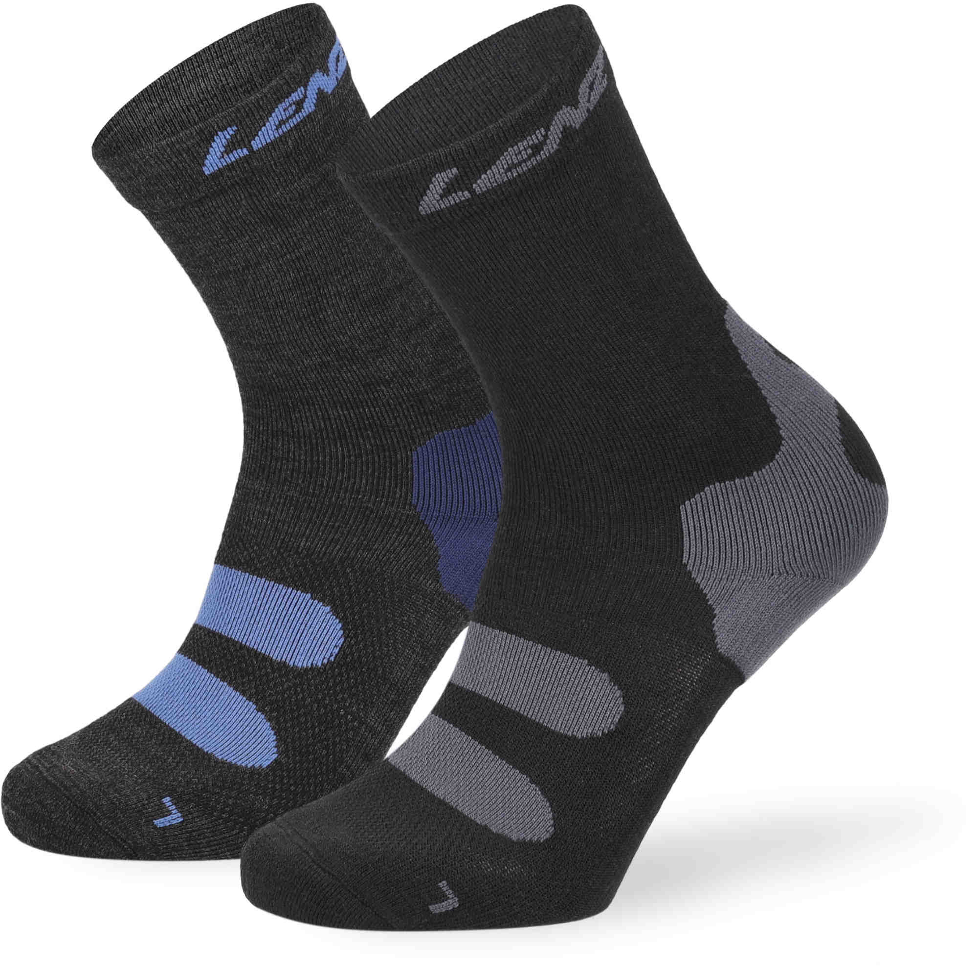 Lenz Outdoor 1.0 Chaussettes - Paquet de 2, noir-gris-bleu, taille 35 - 38 pour Hommes