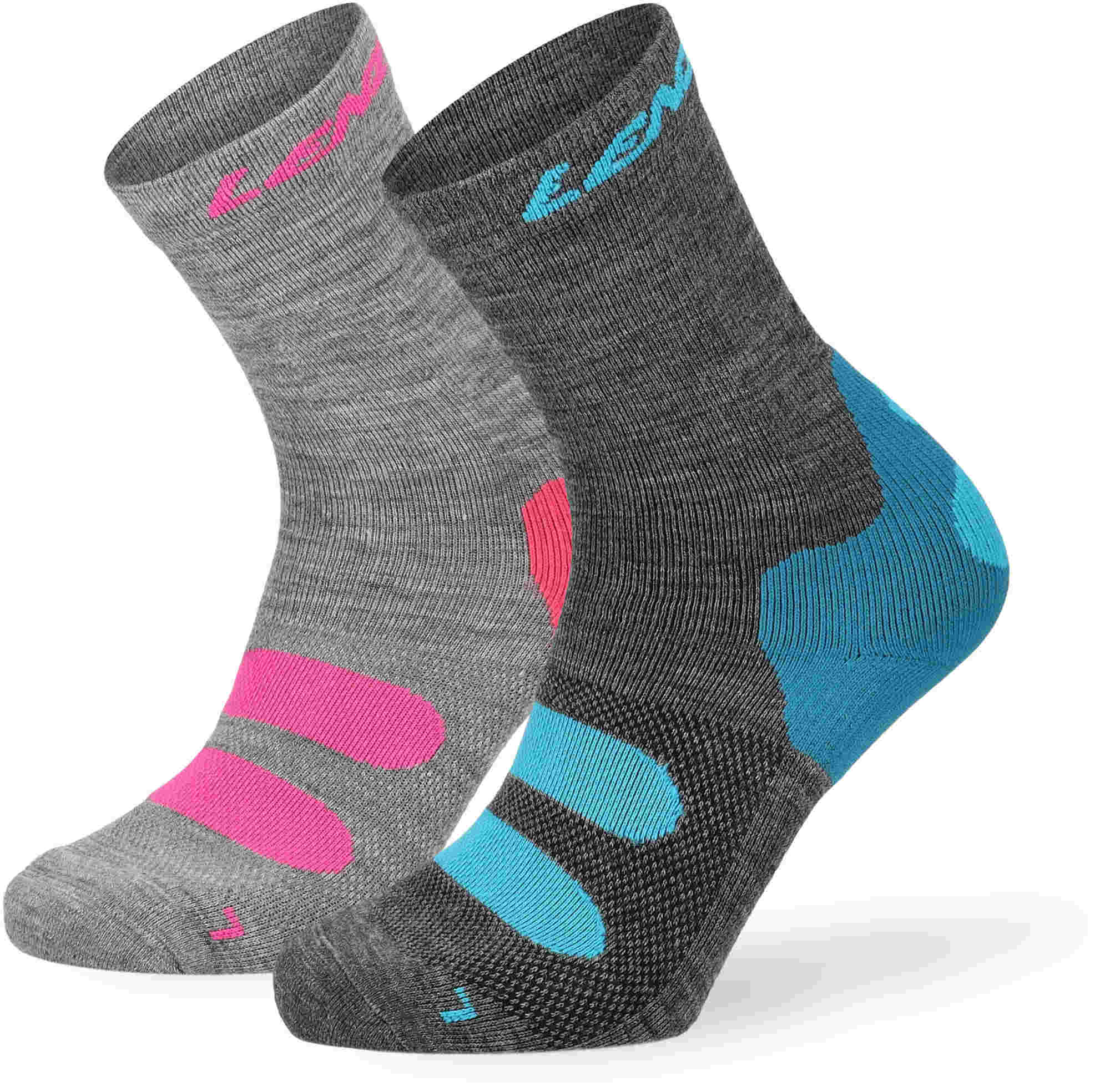 Lenz Outdoor 1.0 Chaussettes - Paquet de 2, gris-rose-bleu, taille 35 - 38 pour Hommes