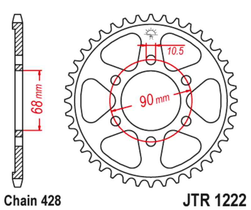 JT SPROCKETS Couronne Acier Standard - 428