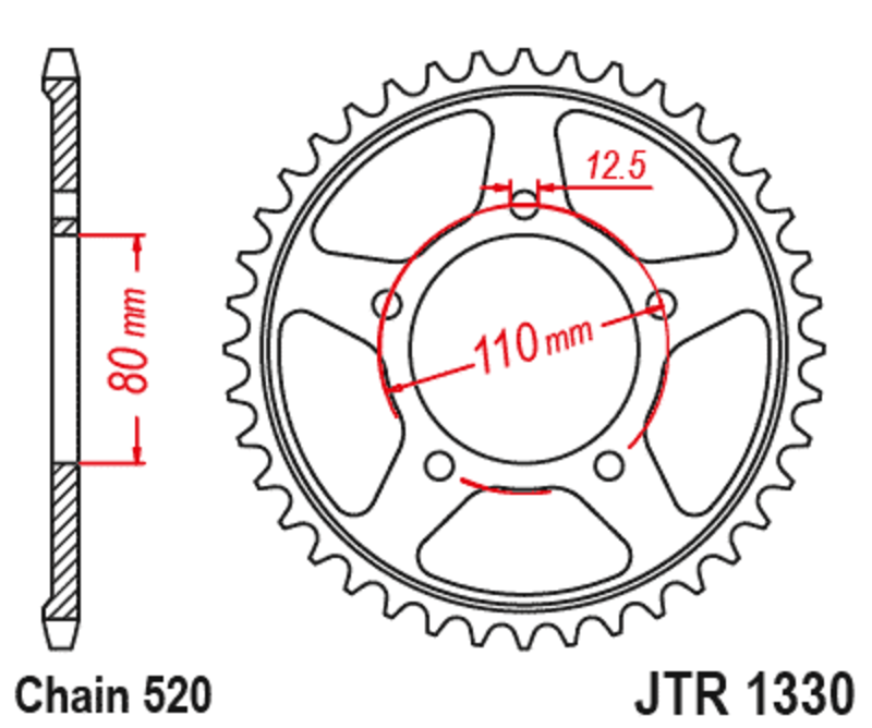 JT SPROCKETS Couronne Acier Standard - 520