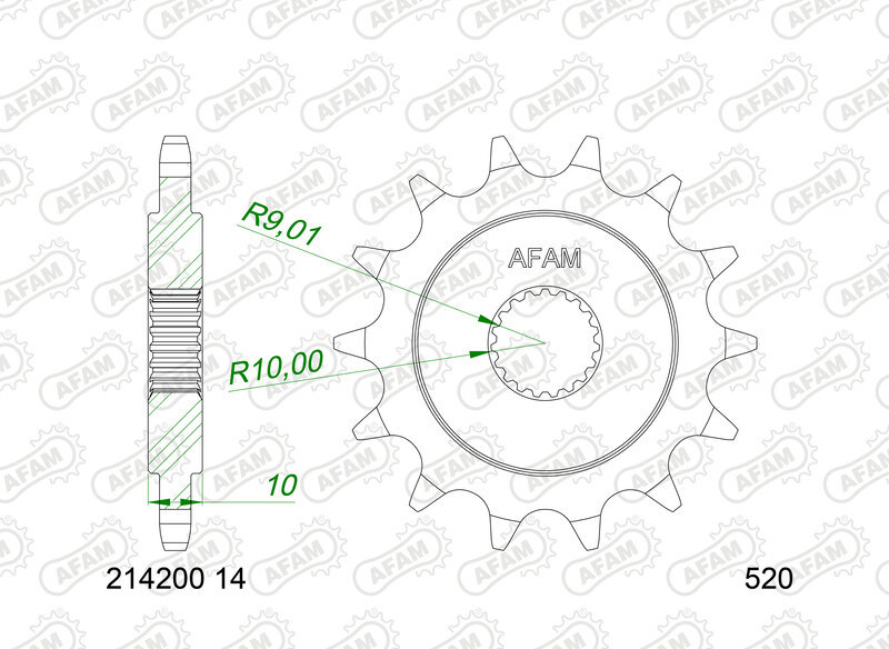 AFAM 钢制标准前链轮 - 520