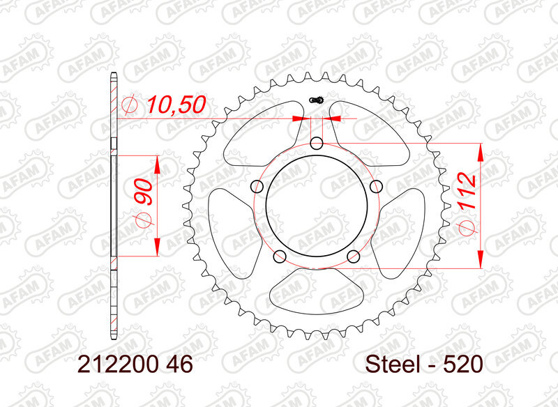 Corona AFAM Acciaio Standard 14203-paso 520 per Moto Scorta