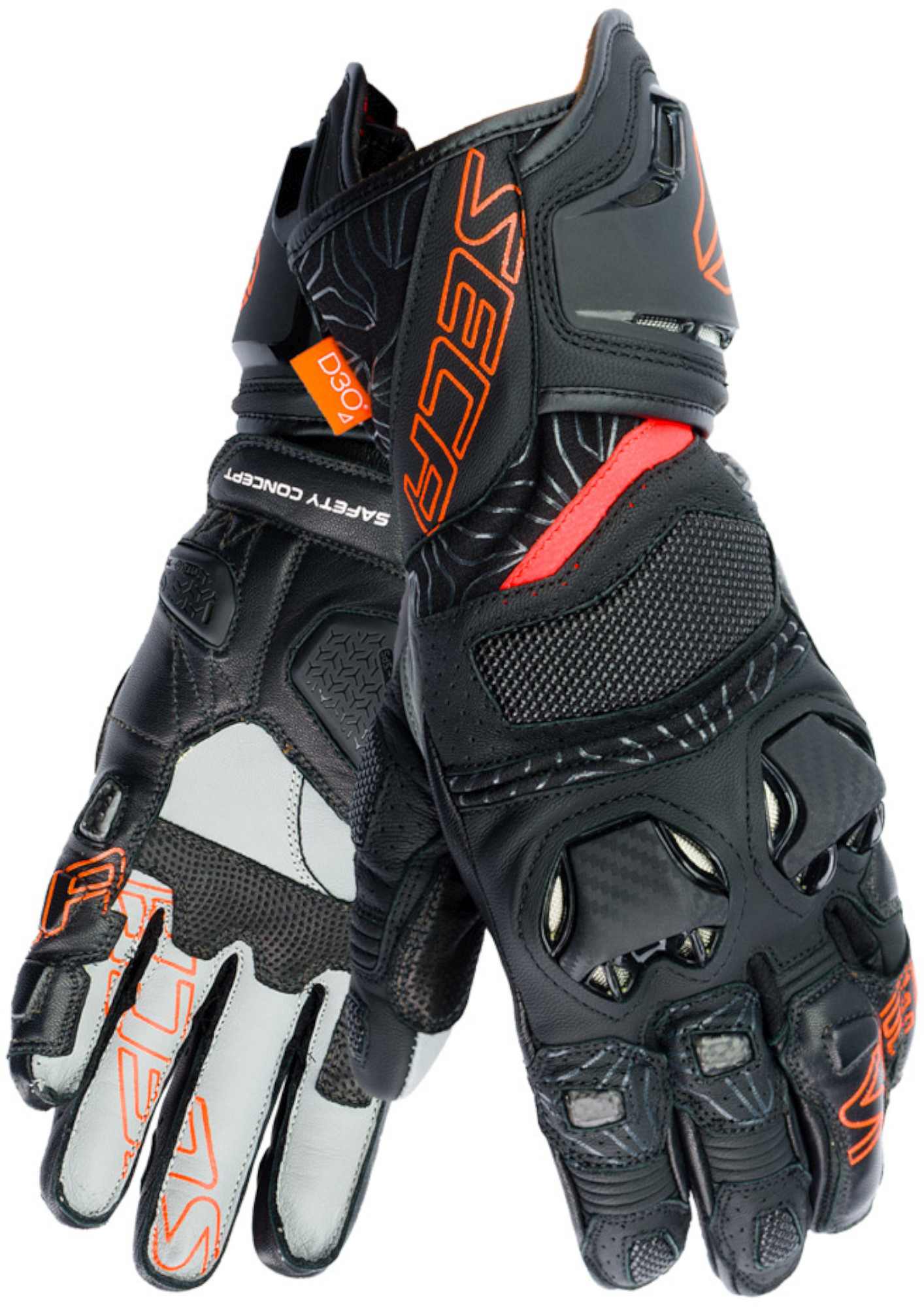 Seca Ukemi Pro Gants de moto, noir-rouge, taille S pour Hommes