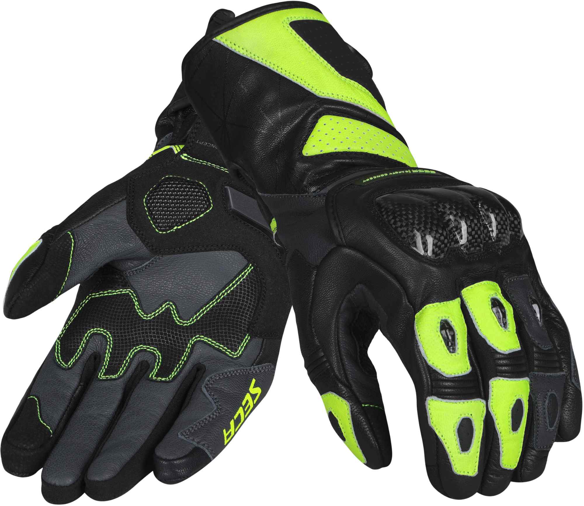 Seca Atom Gants de moto, noir-jaune, taille XL pour Hommes