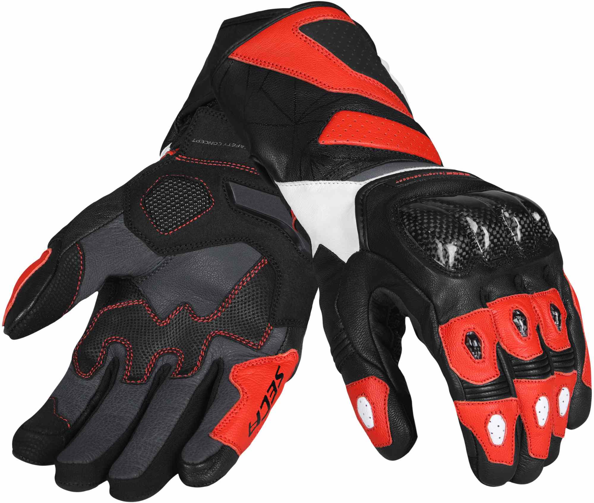 Seca Atom Gants de moto, noir-rouge, taille 3XL pour Hommes