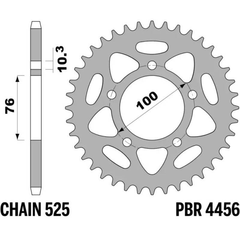 PBR Piñón trasero de acero C45 estándar 4456 - 525