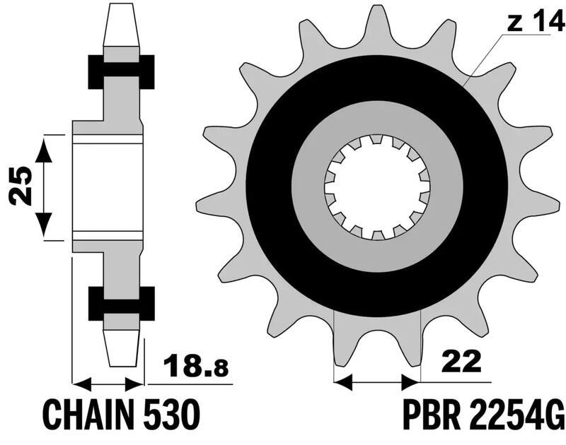PBR Stalen geluidsvrij voortandwiel - 530