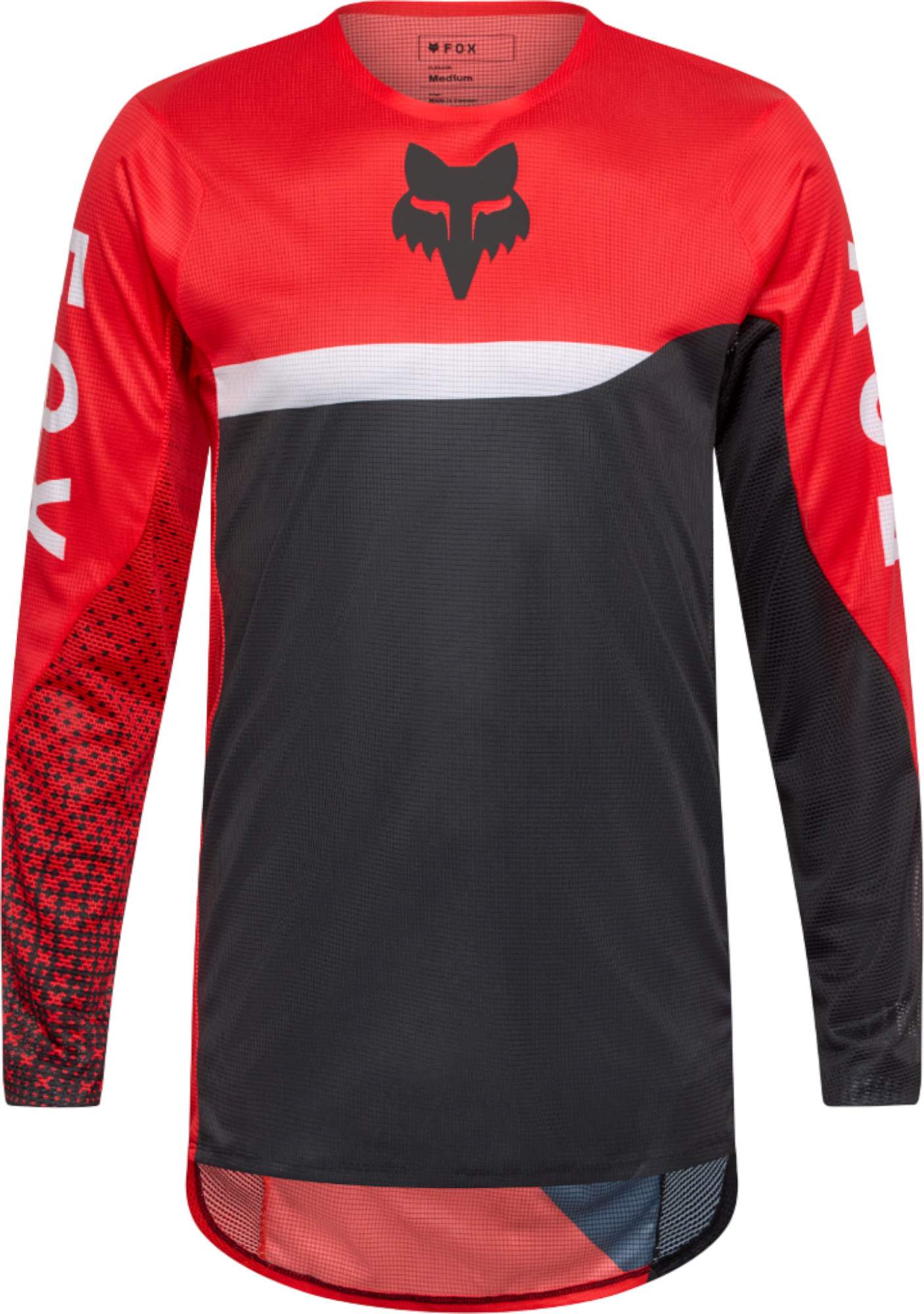 FOX Flexair Fracture Motocross Jersey, black-white-red, Size 2XL for Men-image-981468603