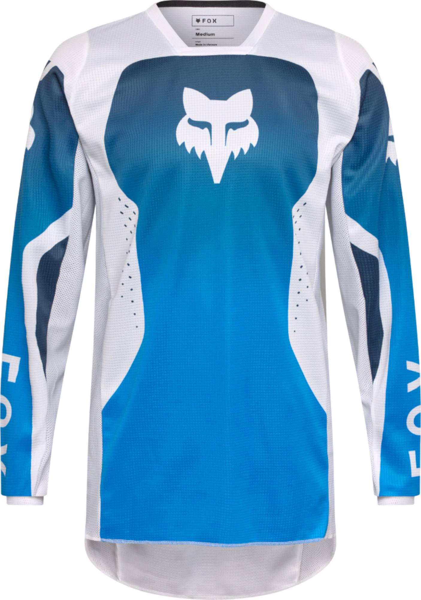 FOX 180 Shield Motocross Jersey, white-blue, Size 2XL for Men-image-981479960