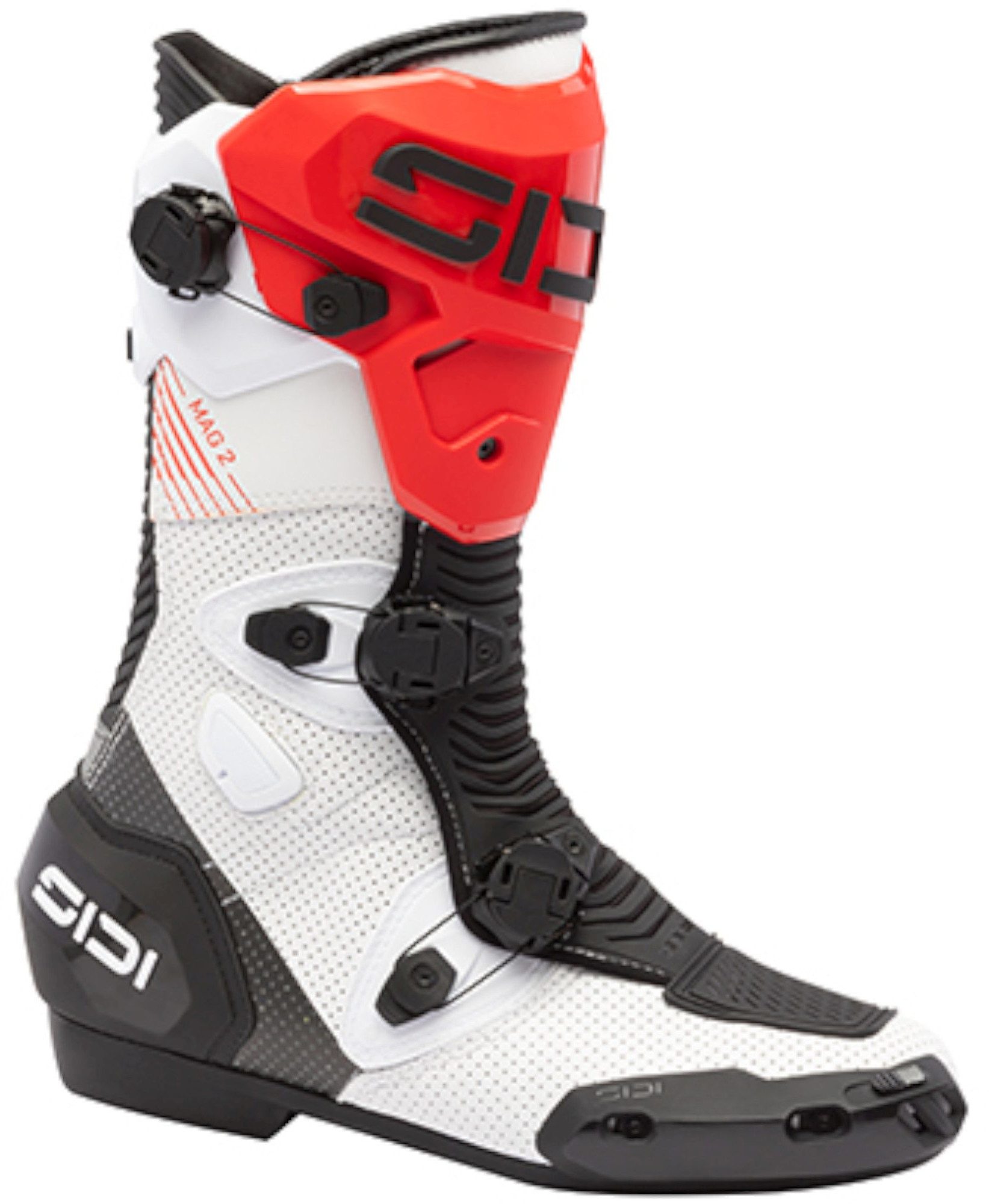 Sidi Men's Black White Red Mag-2 Air Motorcycle Boots, Black-White-Red, Size 43 For