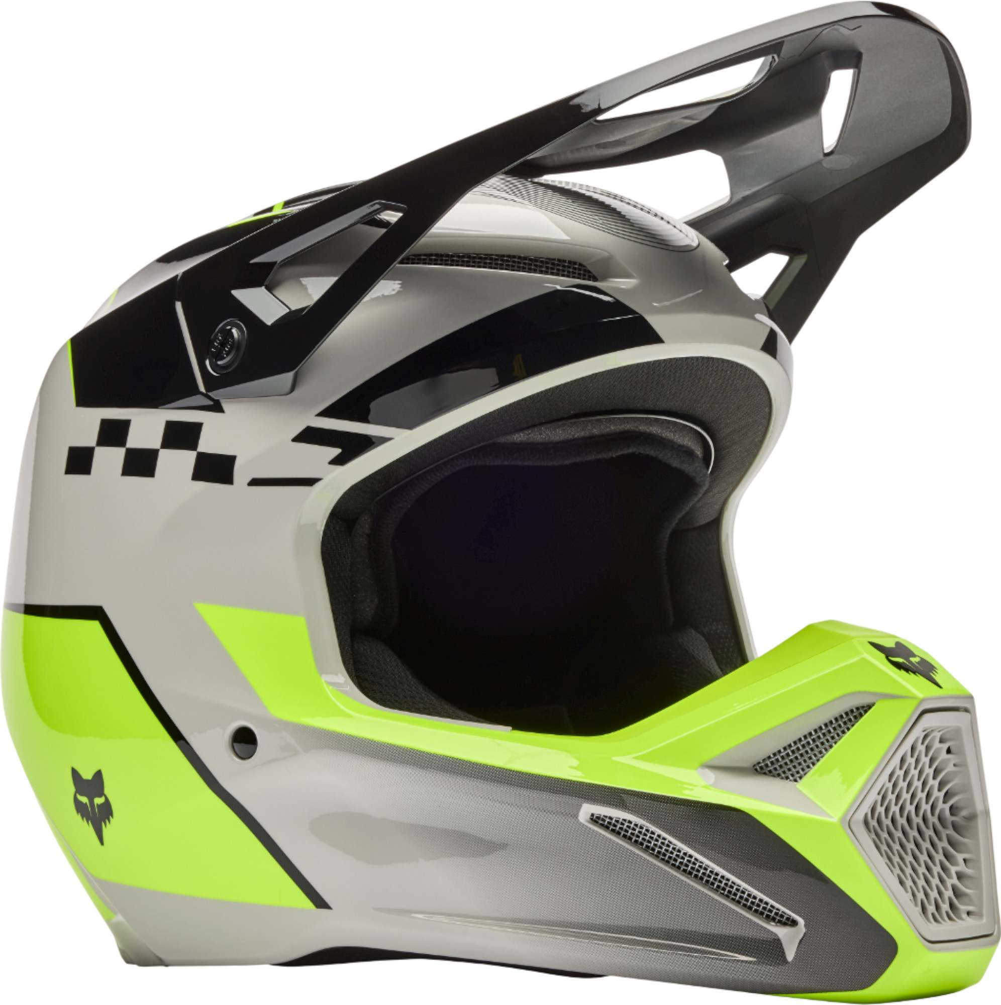 Fox Men's Black Grey Yellow V1 Collect Motocross Helmet, Black-Grey-Yellow, Size M For